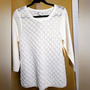 Cold Water Creek Knit Crochet XL  Off White Sweater